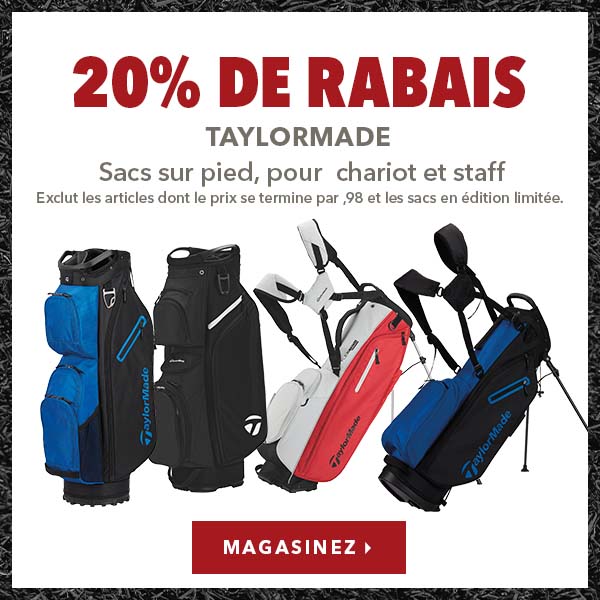 Sacs TaylorMade sur pied, pour chariot et Staff – 20% de rabais  