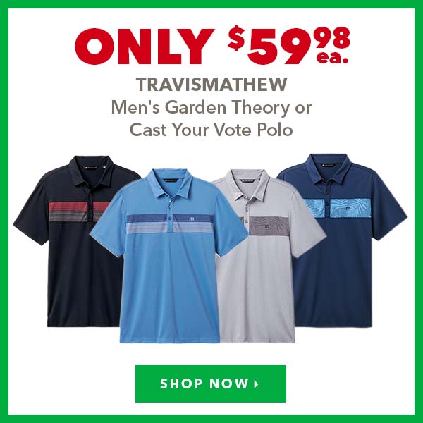 TravisMathew Men's Garden Theory Or Cast Your Vote Polo - Only $59.98 Ea.  