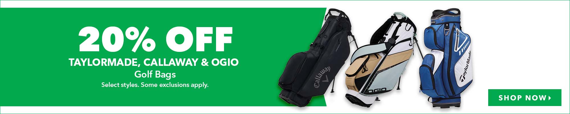 Select TaylorMade, Callaway & Ogio Prior Gen. Golf Bags - 20% off